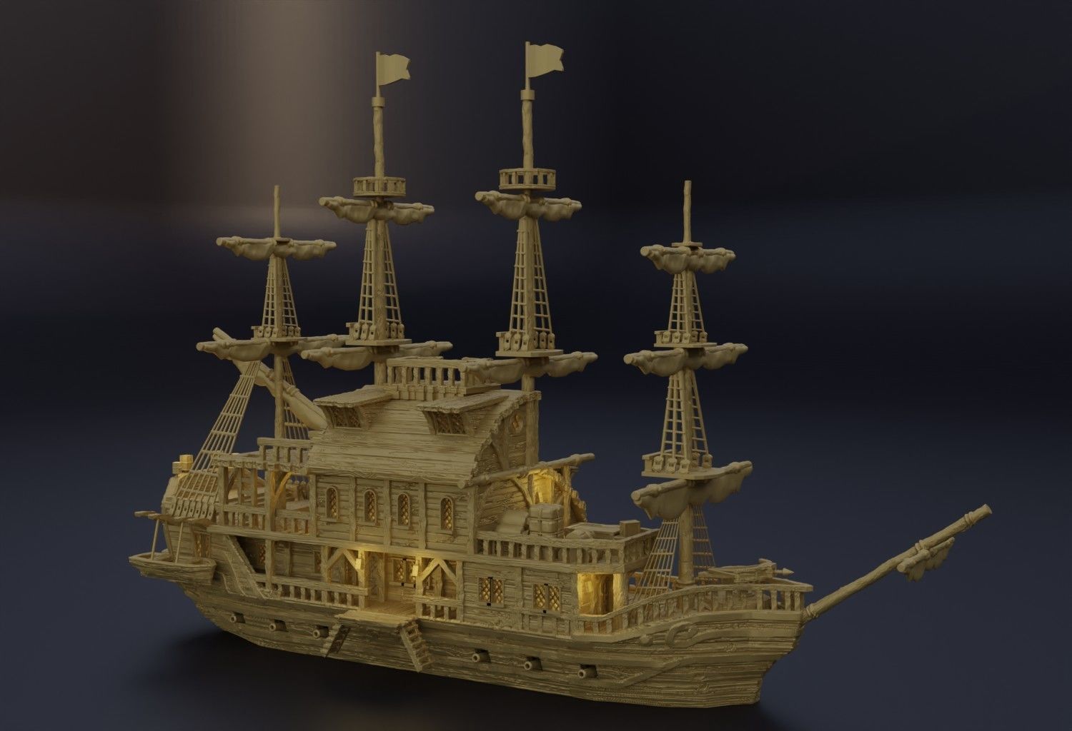 Floating Pirate Tavern  Tabletop Terrain 28 MM 3D print model_8