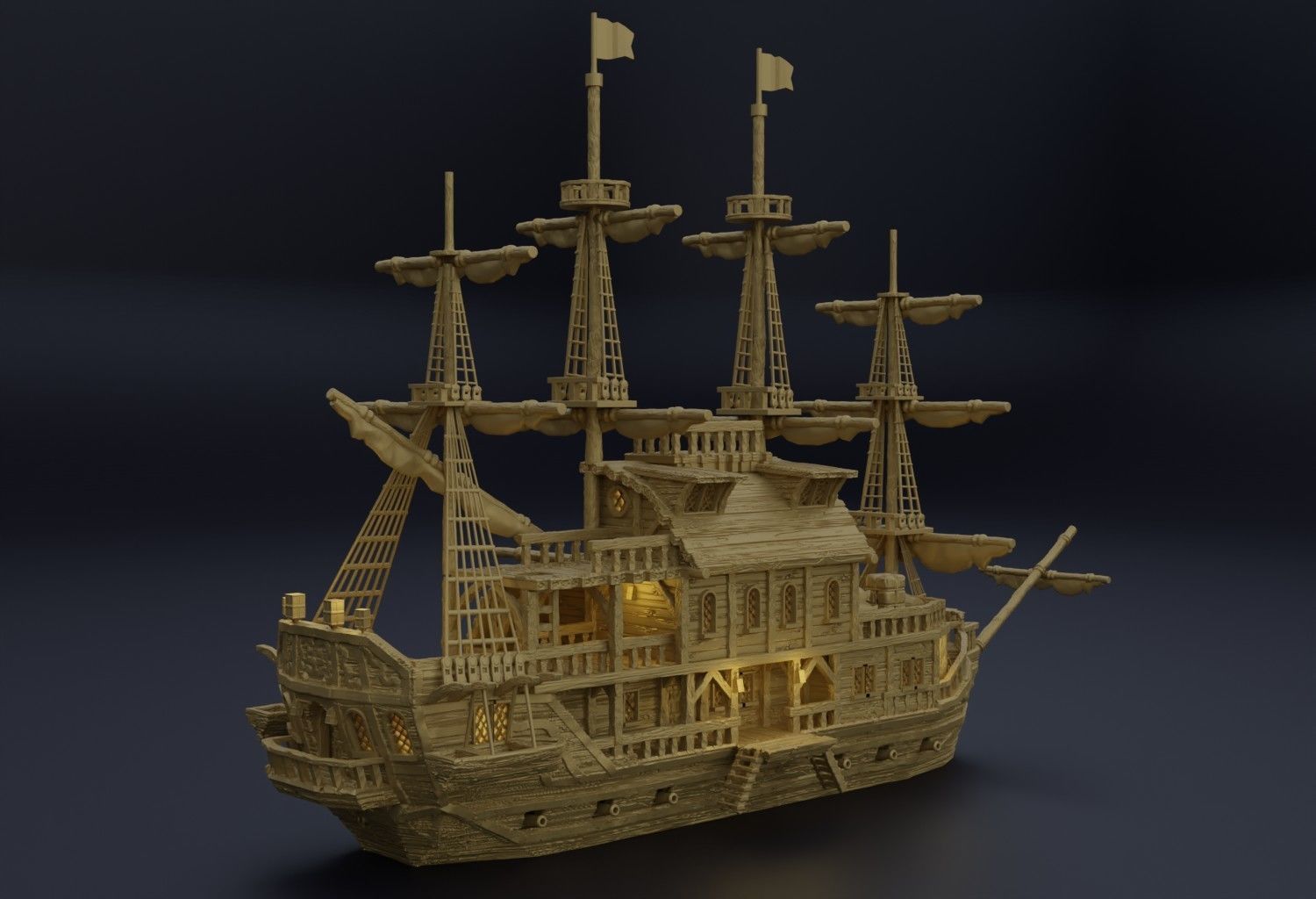 Floating Pirate Tavern  Tabletop Terrain 28 MM 3D print model_5