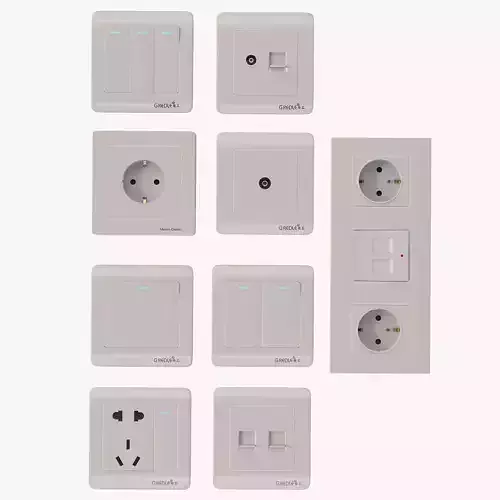Luxury Wall Socket Interruptor and Charger Power Outlet Set 3D model