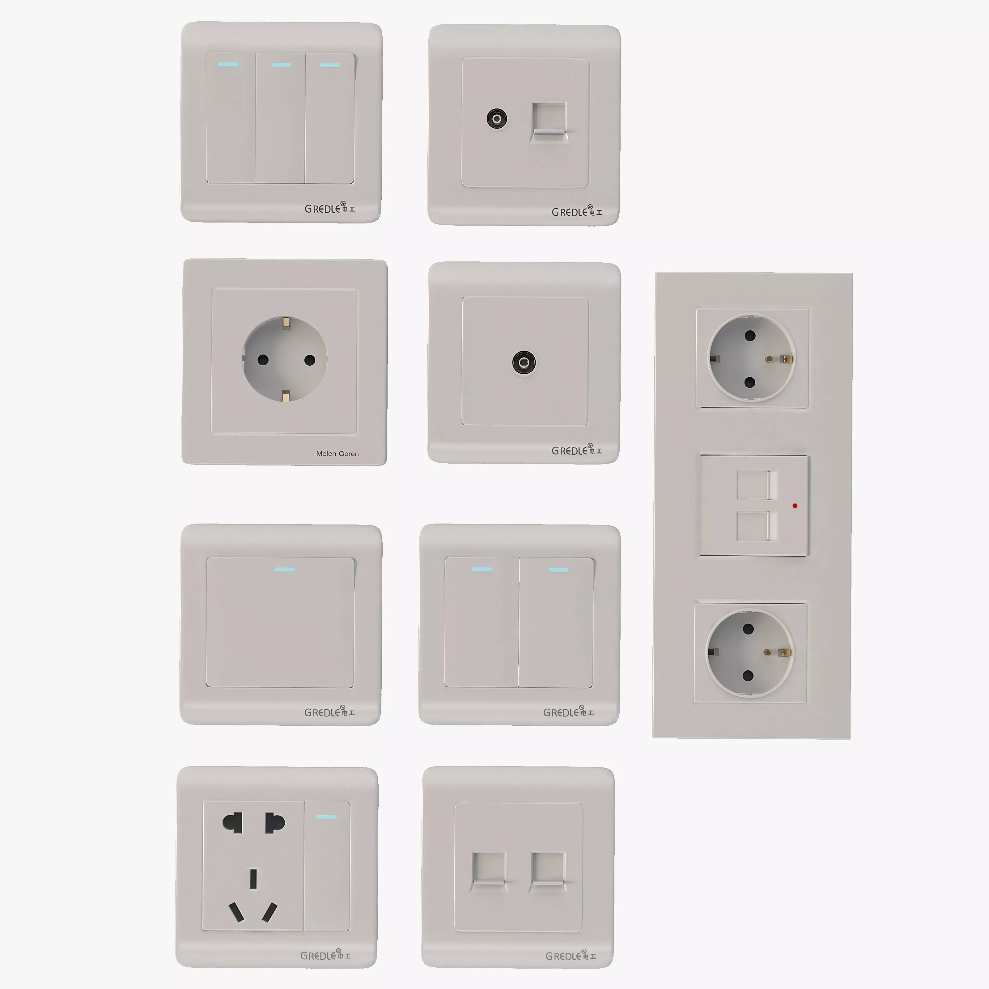 Luxury Wall Socket Interruptor and Charger Power Outlet Set 3D model_0