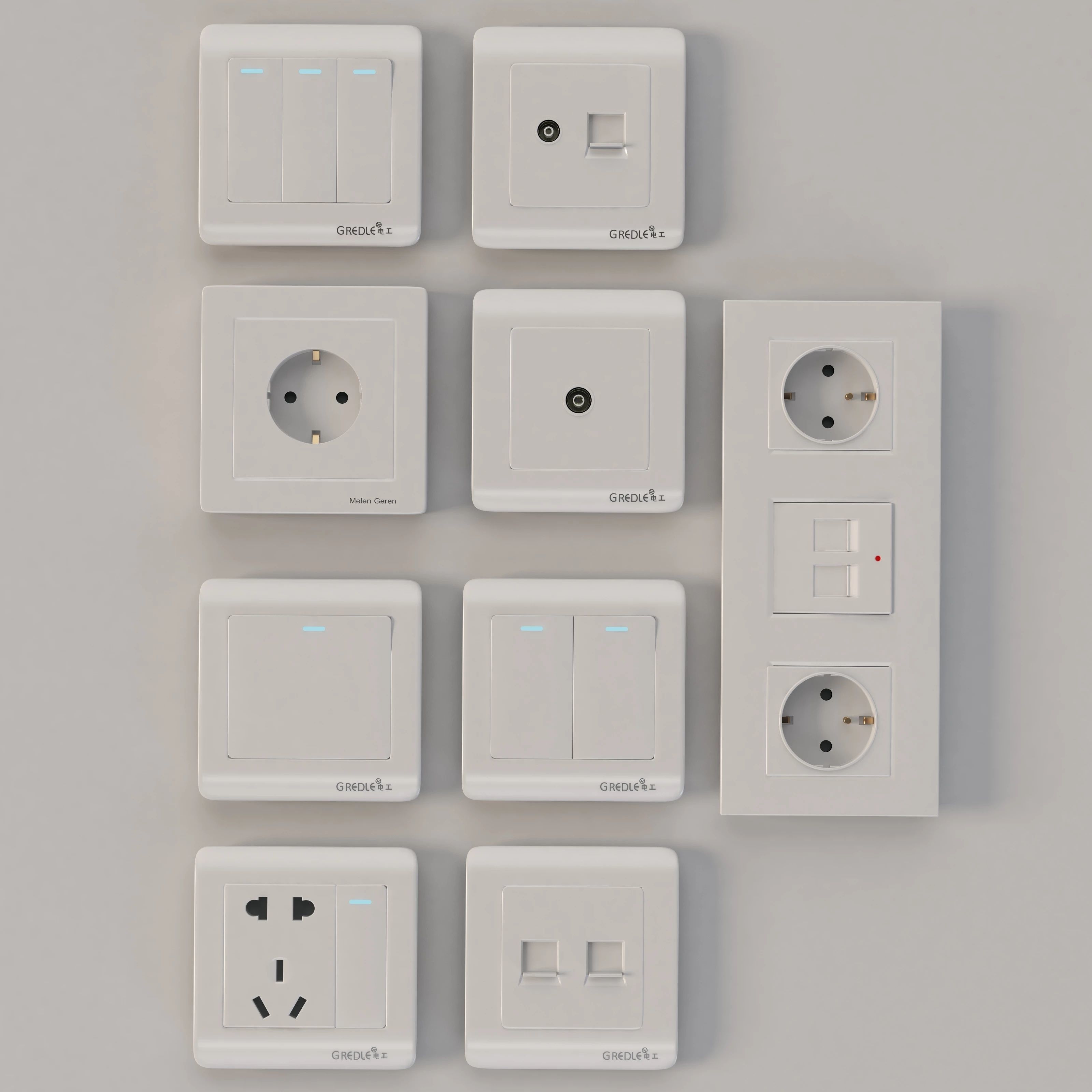 Luxury Wall Socket Interruptor and Charger Power Outlet Set 3D model_1