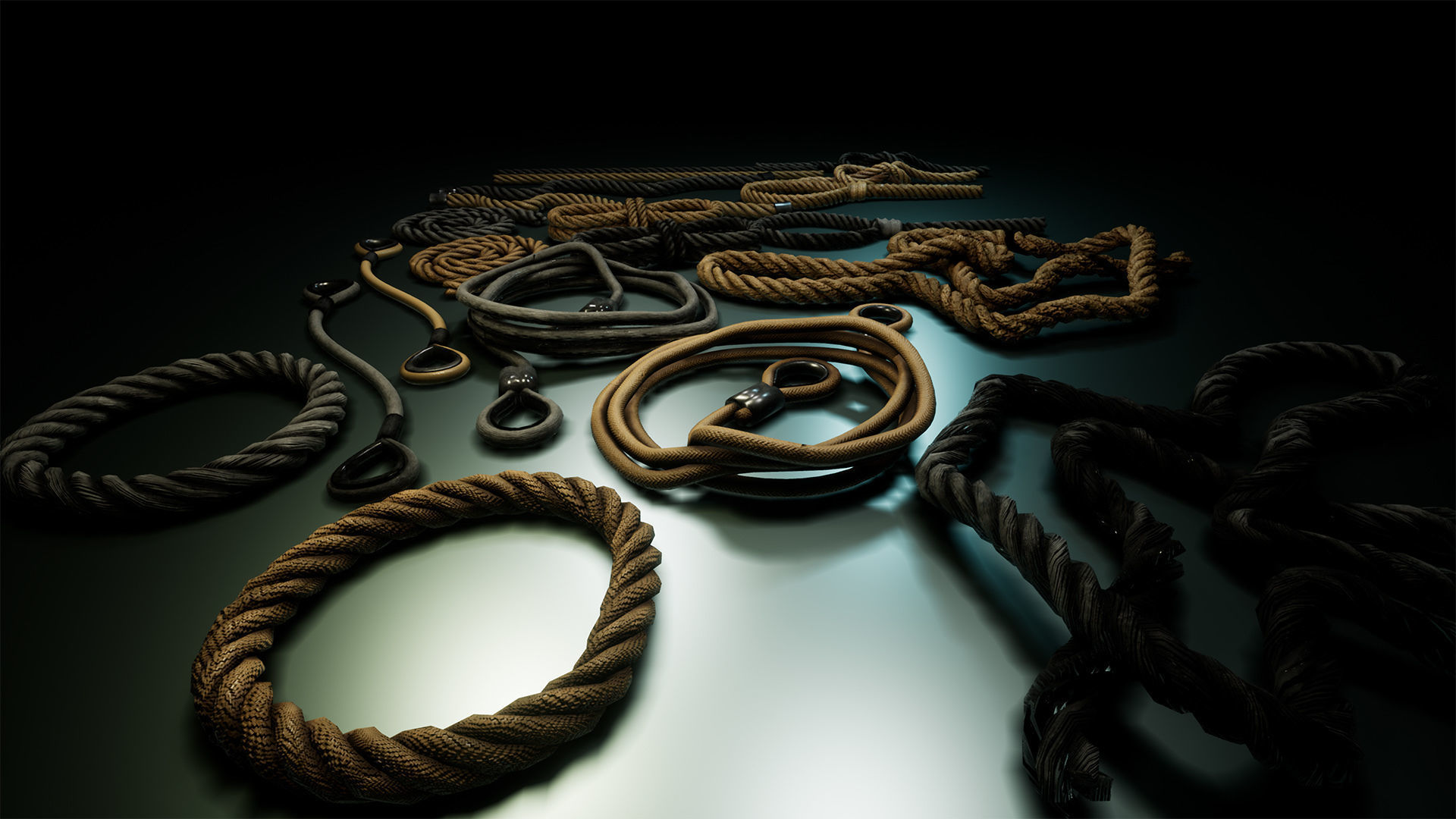 Ropes And Wires 20 Variations Low-poly 3D model_5