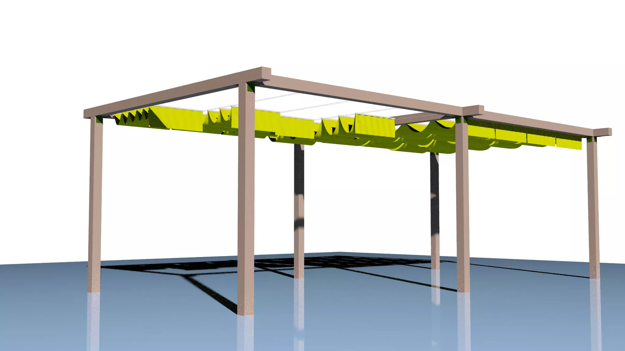Wooden pergola Free 3D model_0
