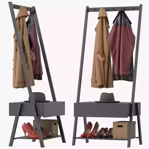 Cloakroom Coat Rack 3D model