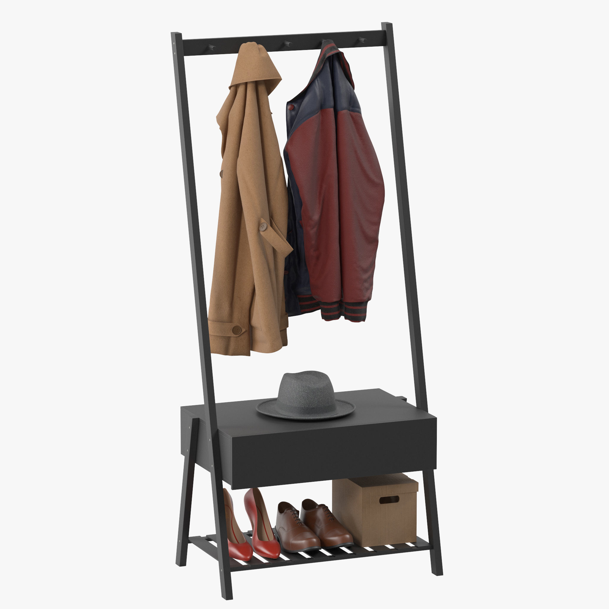 Cloakroom Coat Rack 3D model | CGTrader