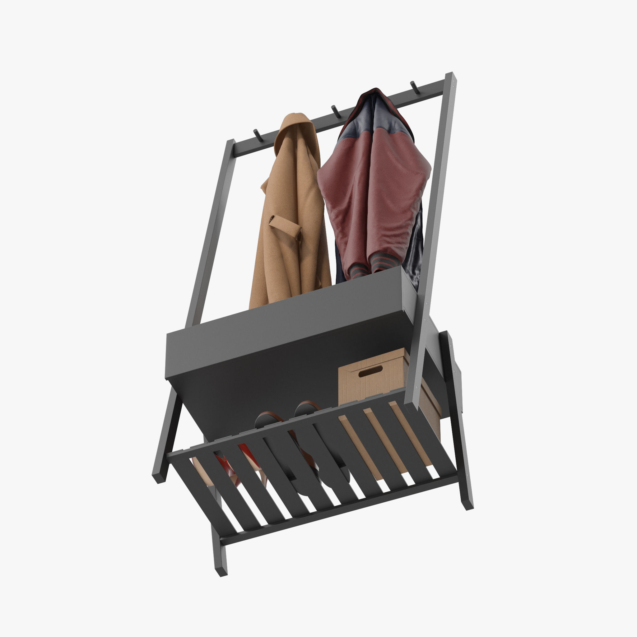 Cloakroom Coat Rack 3D model | CGTrader