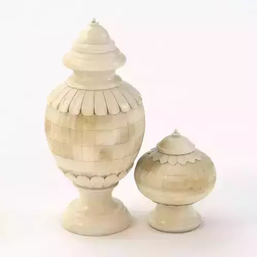 Marquetry Bone Covered Jars