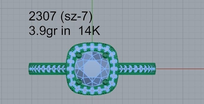 Oval Halo Euro Shank Ring 2307 3D print model  3D print model_4