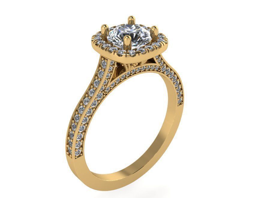 Oval Halo Euro Shank Ring 2307 3D print model  3D print model_1