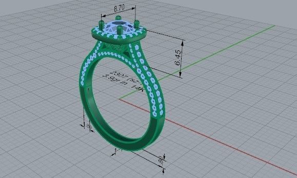 Oval Halo Euro Shank Ring 2307 3D print model  3D print model_5