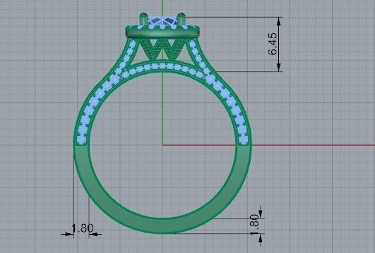 Oval Halo Euro Shank Ring 2307 3D print model  3D print model_6