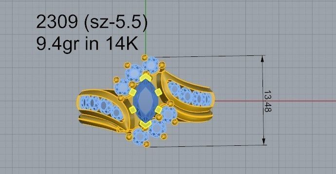 French Pave Ring 2309 3D print model 3D print model_4