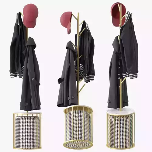 Gold Modern Metal Coat Rack 3D model