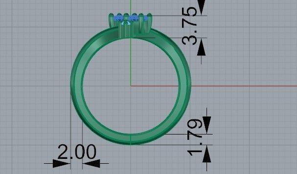 Leaf diamond ring 2310 3D print model 3D print model_6