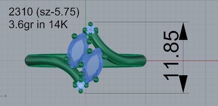 Leaf diamond ring 2310 3D print model 3D print model_4