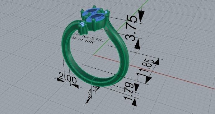 Leaf diamond ring 2310 3D print model 3D print model_5