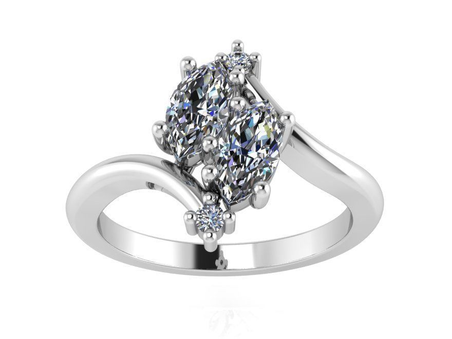 Leaf diamond ring 2310 3D print model 3D print model_2