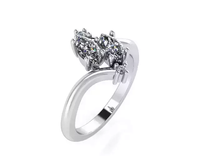 Leaf diamond ring 2310 3D print model 