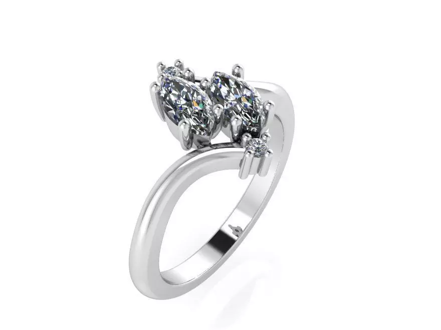 Leaf diamond ring 2310 3D print model 3D print model_0