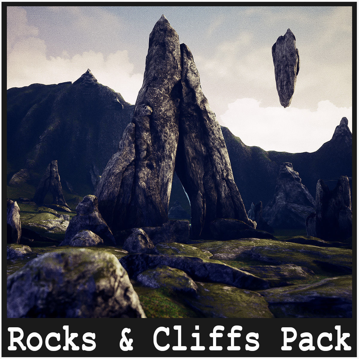 Rocks And Cliffs  50 variations Low-poly 3D model_1
