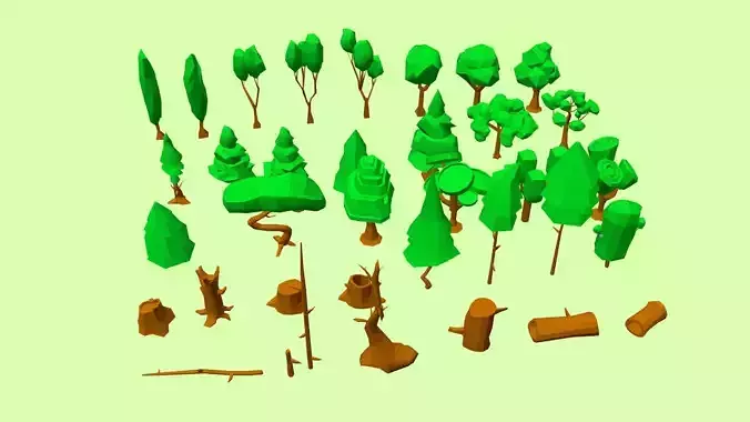 TREES ASSETS LOW POLY Low-poly 3D model