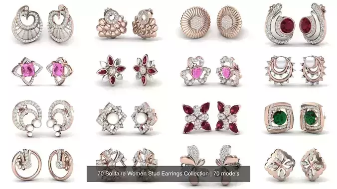 70 Solitaire Women Stud Earrings Collection 