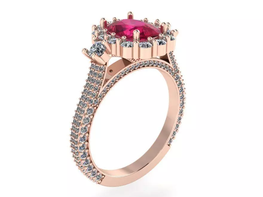 Gallant red stone ring 2312 3D print model 3D print model_0