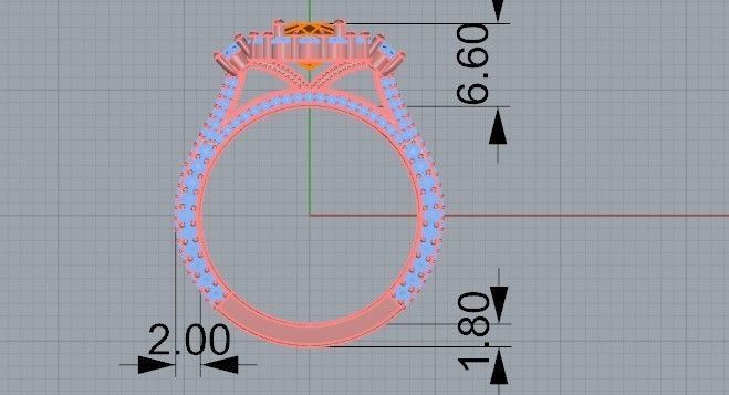 Gallant red stone ring 2312 3D print model 3D print model_6