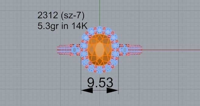 Gallant red stone ring 2312 3D print model 3D print model_4