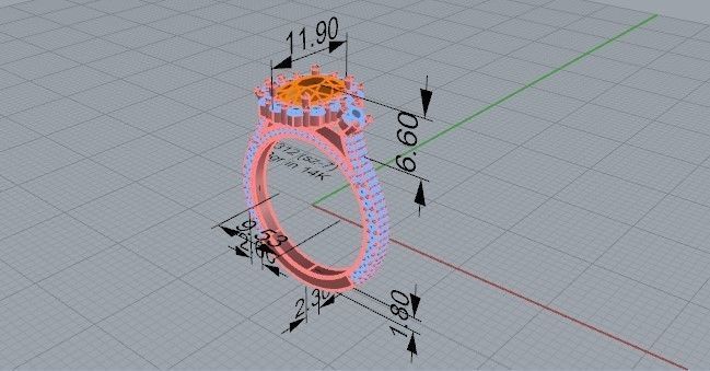 Gallant red stone ring 2312 3D print model 3D print model_5