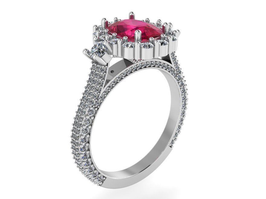 Gallant red stone ring 2312 3D print model 3D print model_1