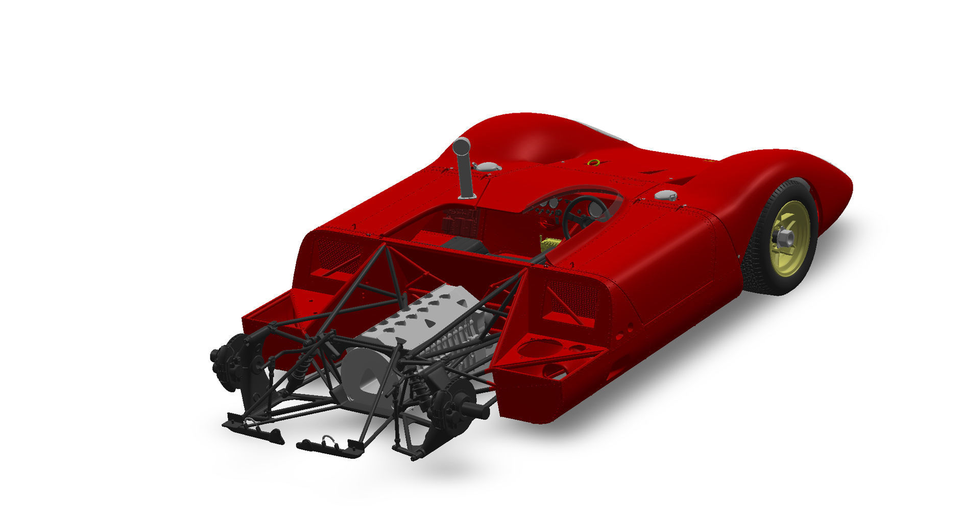 Ferrari 312P Spyder Modern - Car Kit 3D print model_48