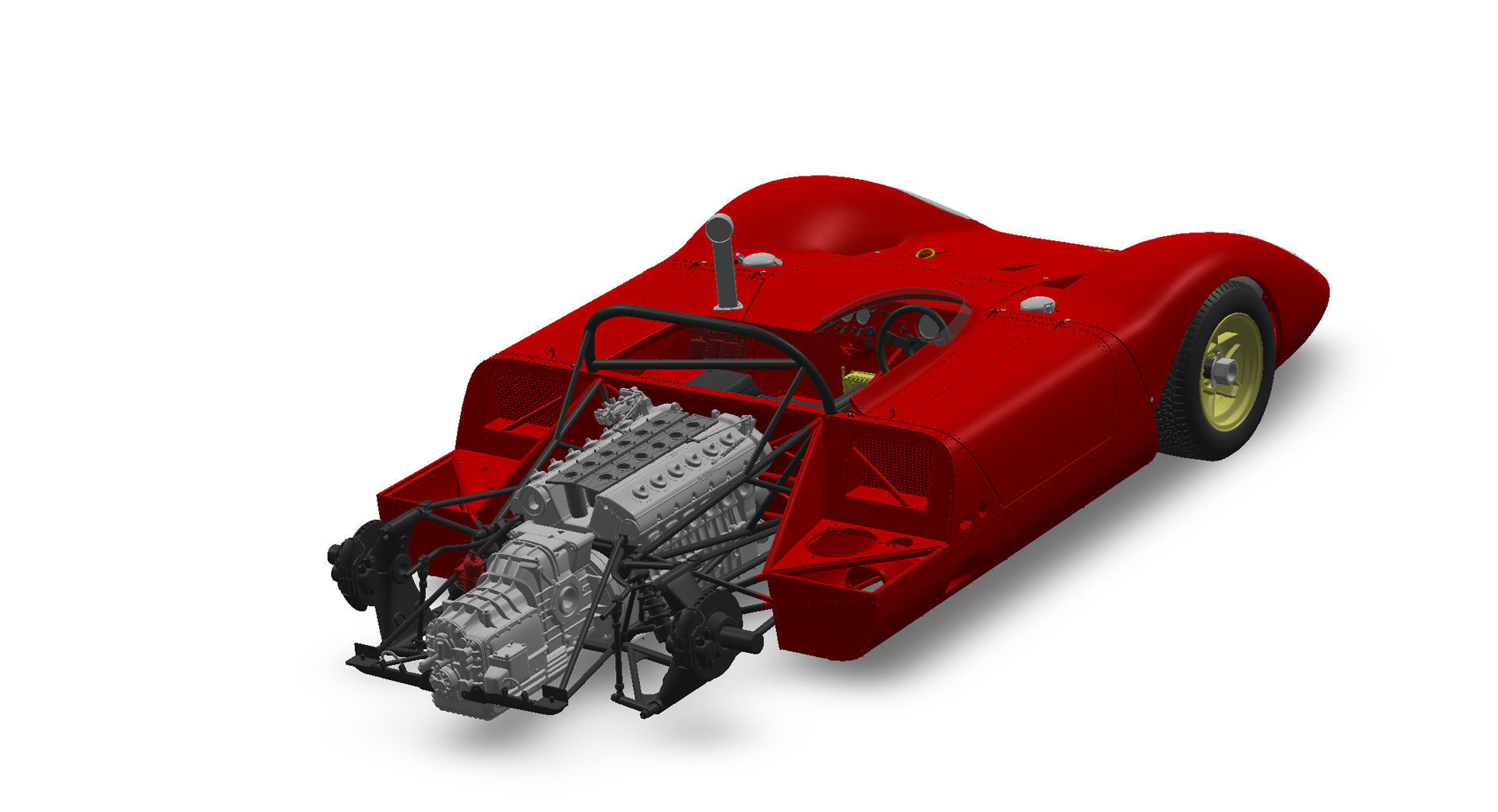 Ferrari 312P Spyder Modern - Car Kit 3D print model_47