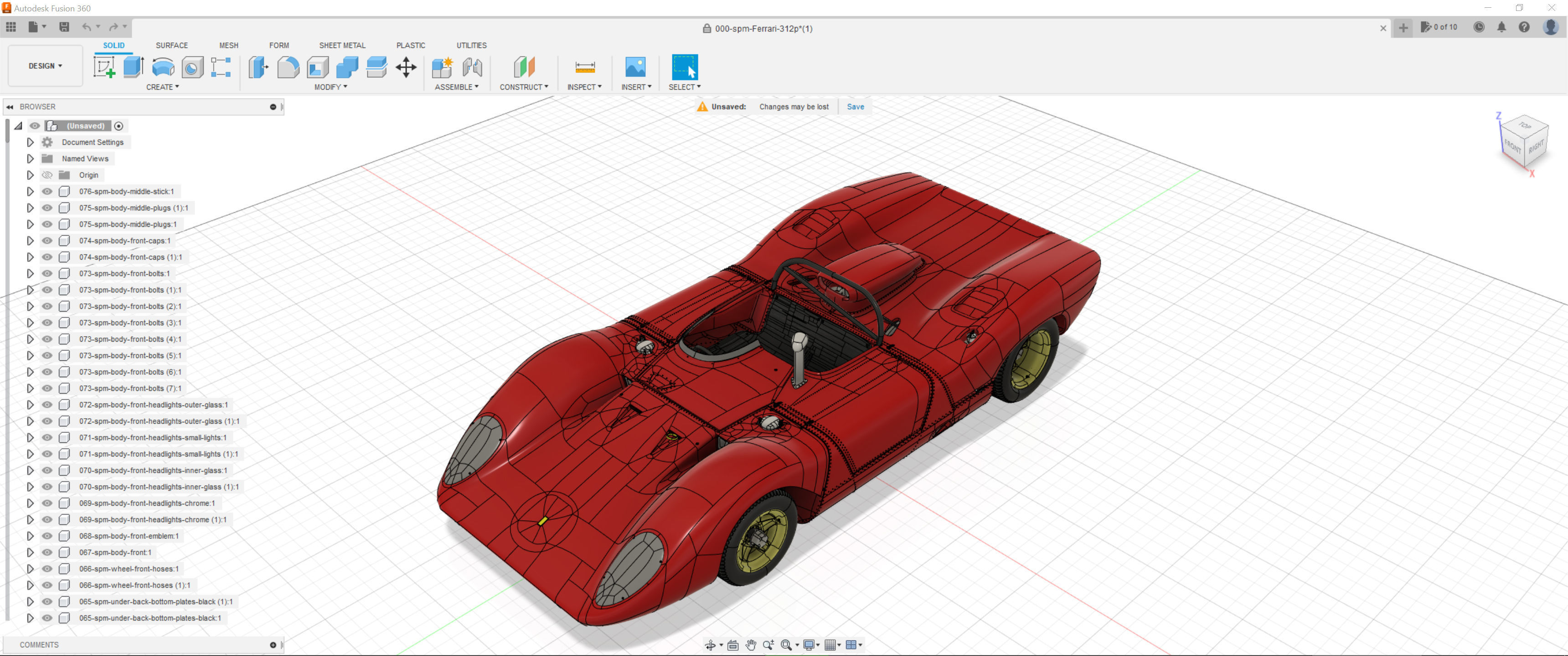 Ferrari 312P Spyder Modern - Car Kit 3D print model_36