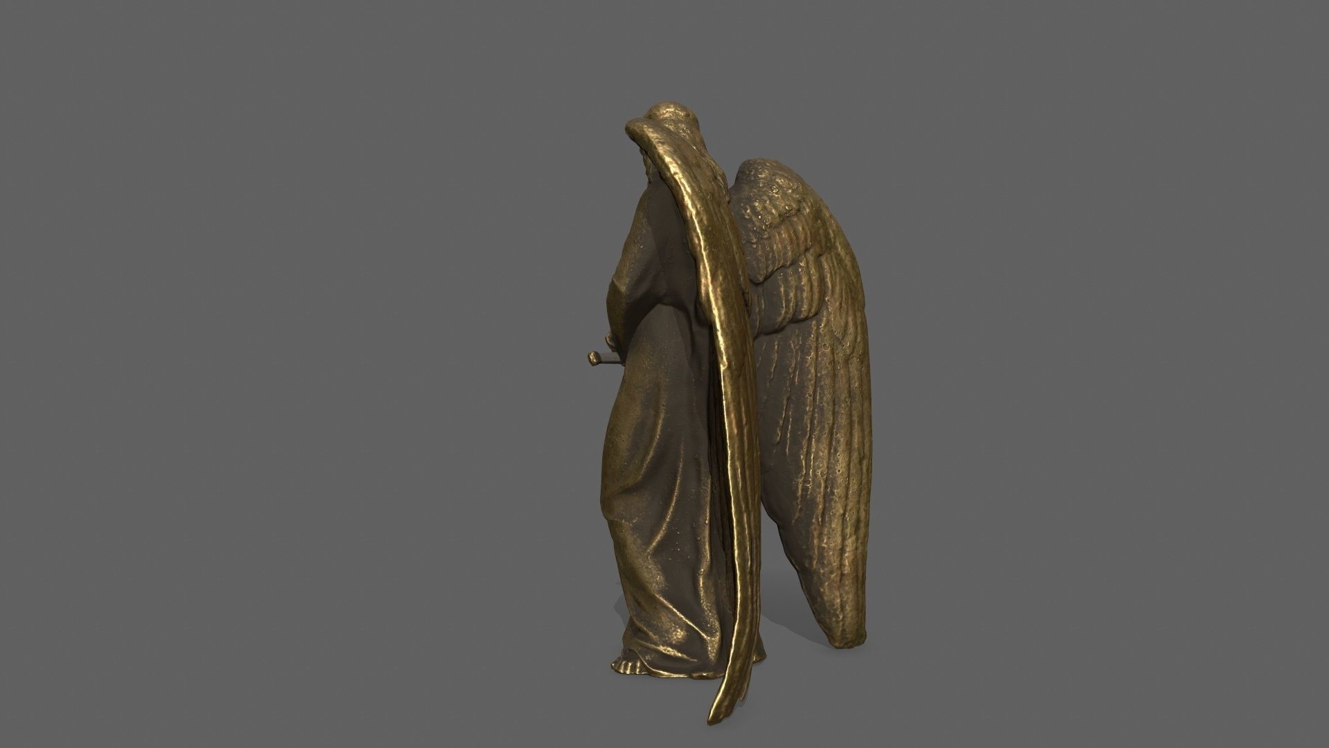 Angel golden statue Low-poly 3D model_3