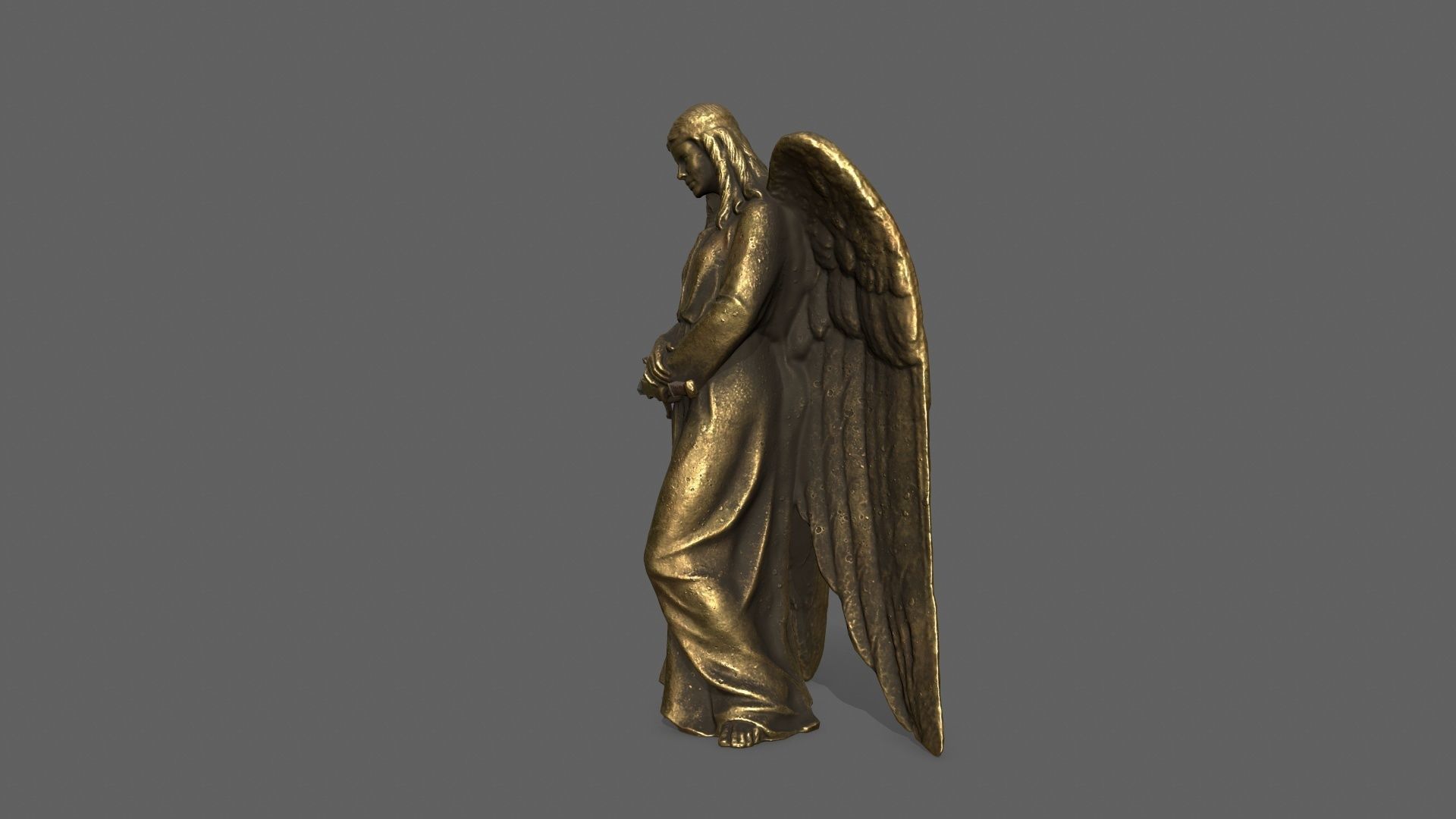 Angel golden statue Low-poly 3D model_2