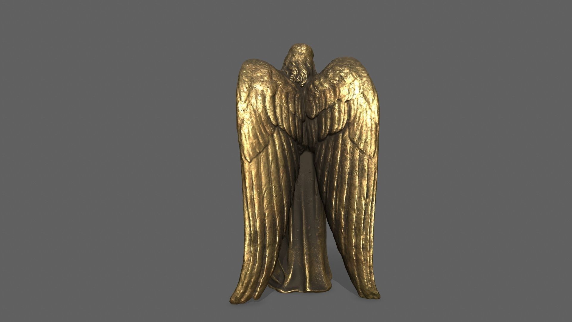 Angel golden statue Low-poly 3D model_4