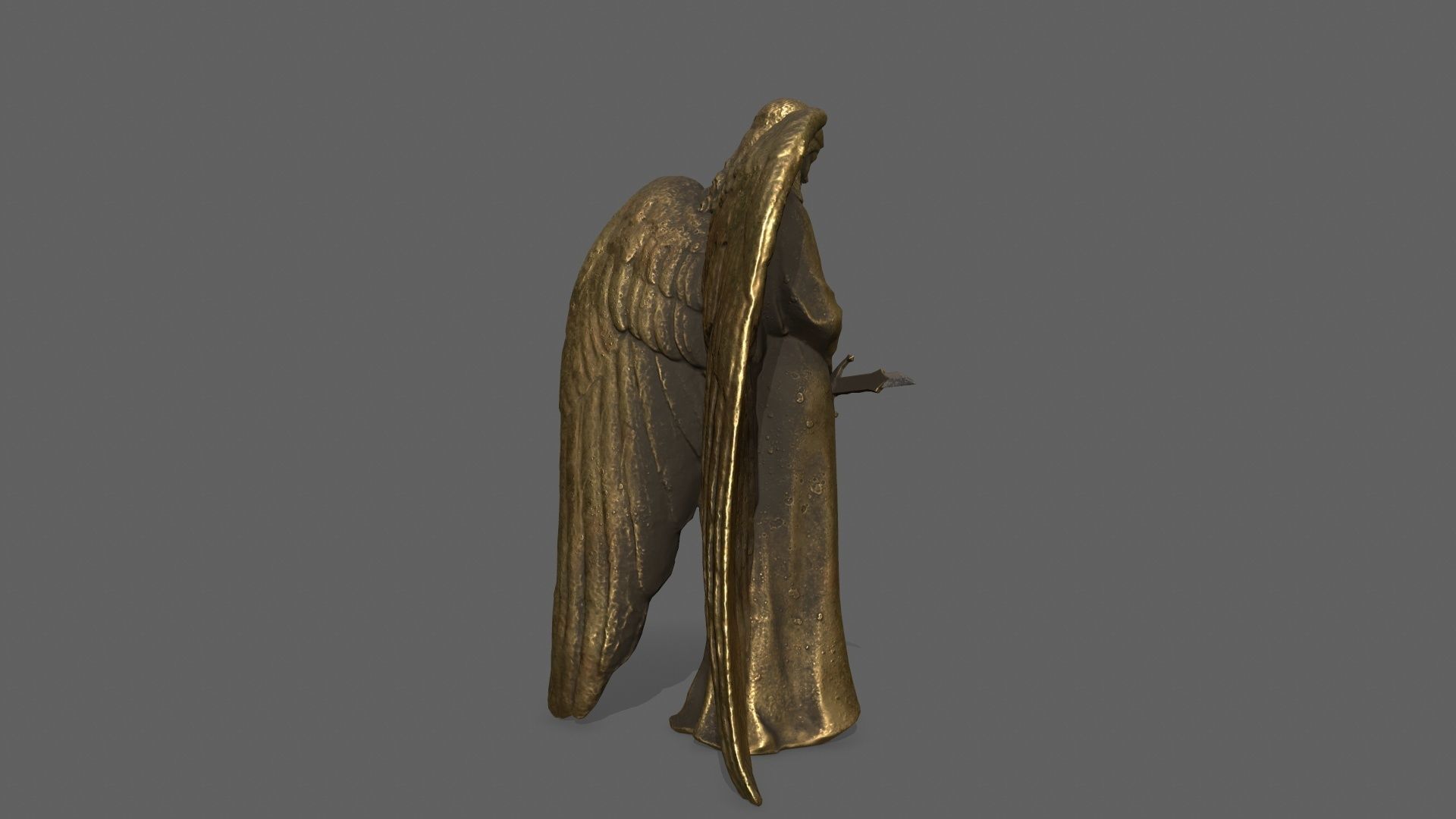 Angel golden statue Low-poly 3D model_5