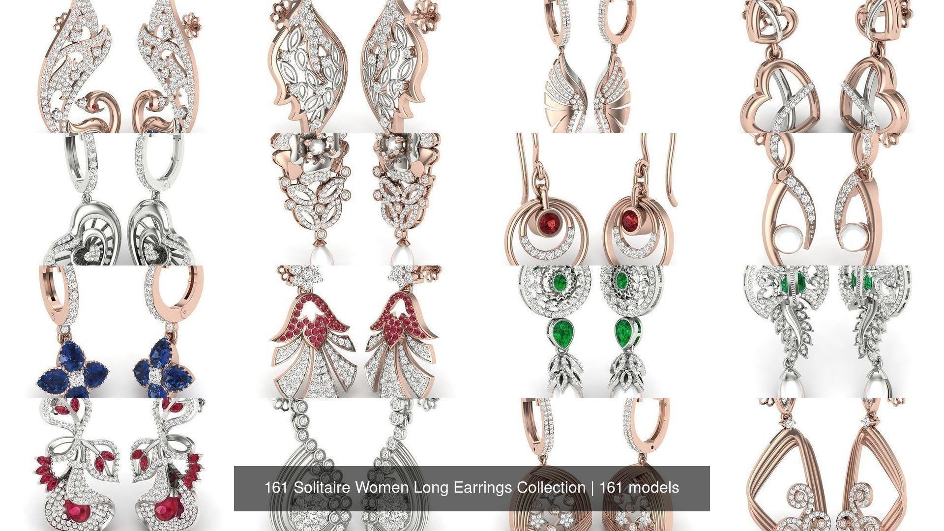 161 Solitaire Women Long Earrings Collection _26