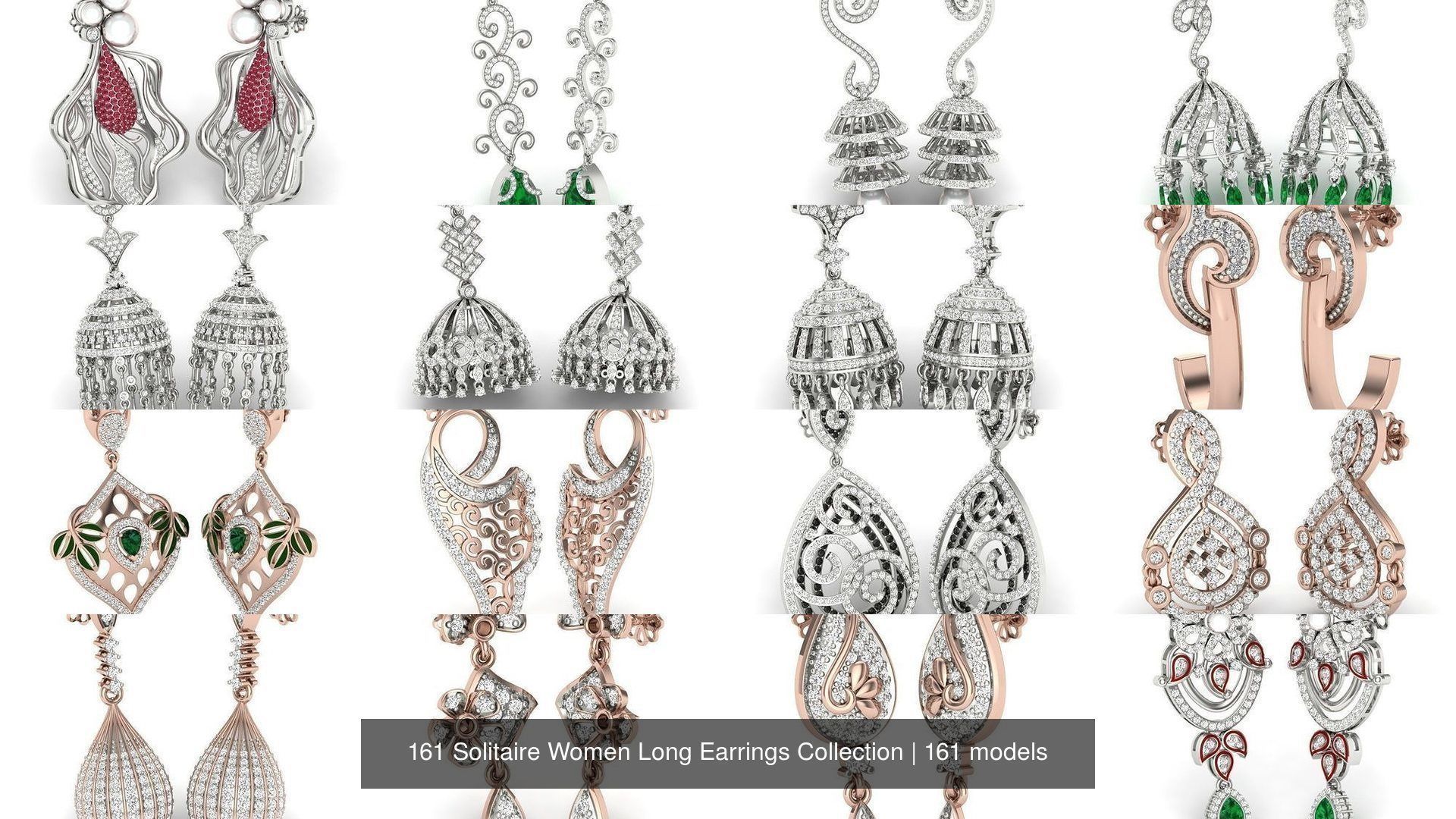 161 Solitaire Women Long Earrings Collection _35