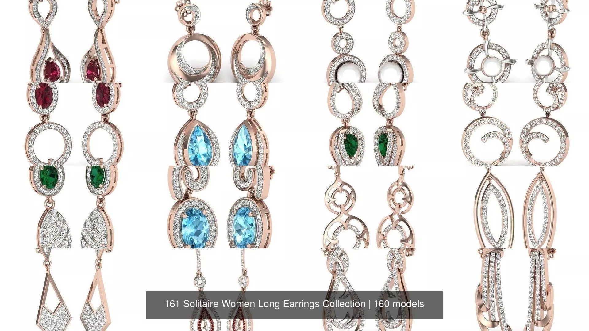 161 Solitaire Women Long Earrings Collection _2
