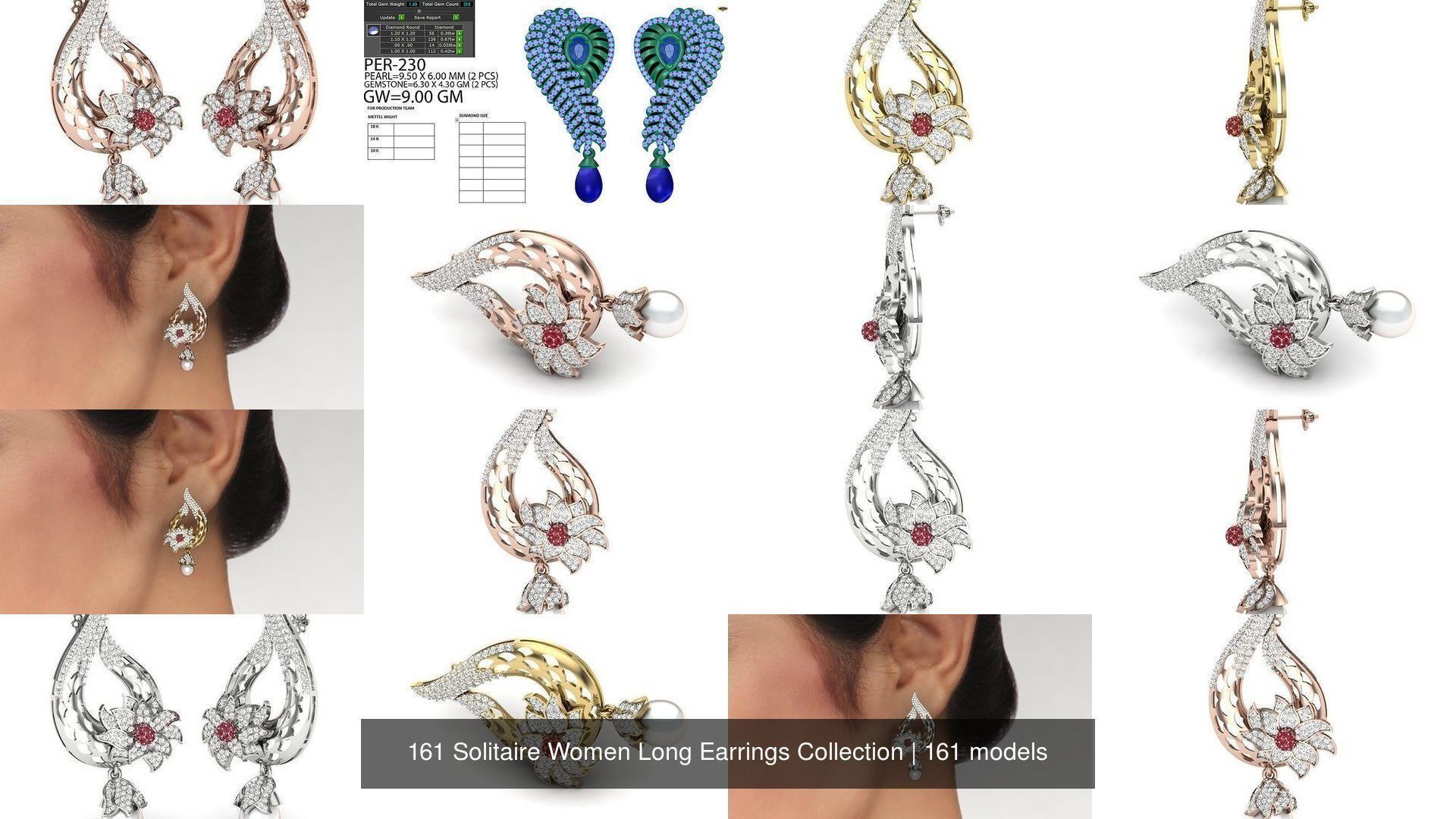 161 Solitaire Women Long Earrings Collection _39