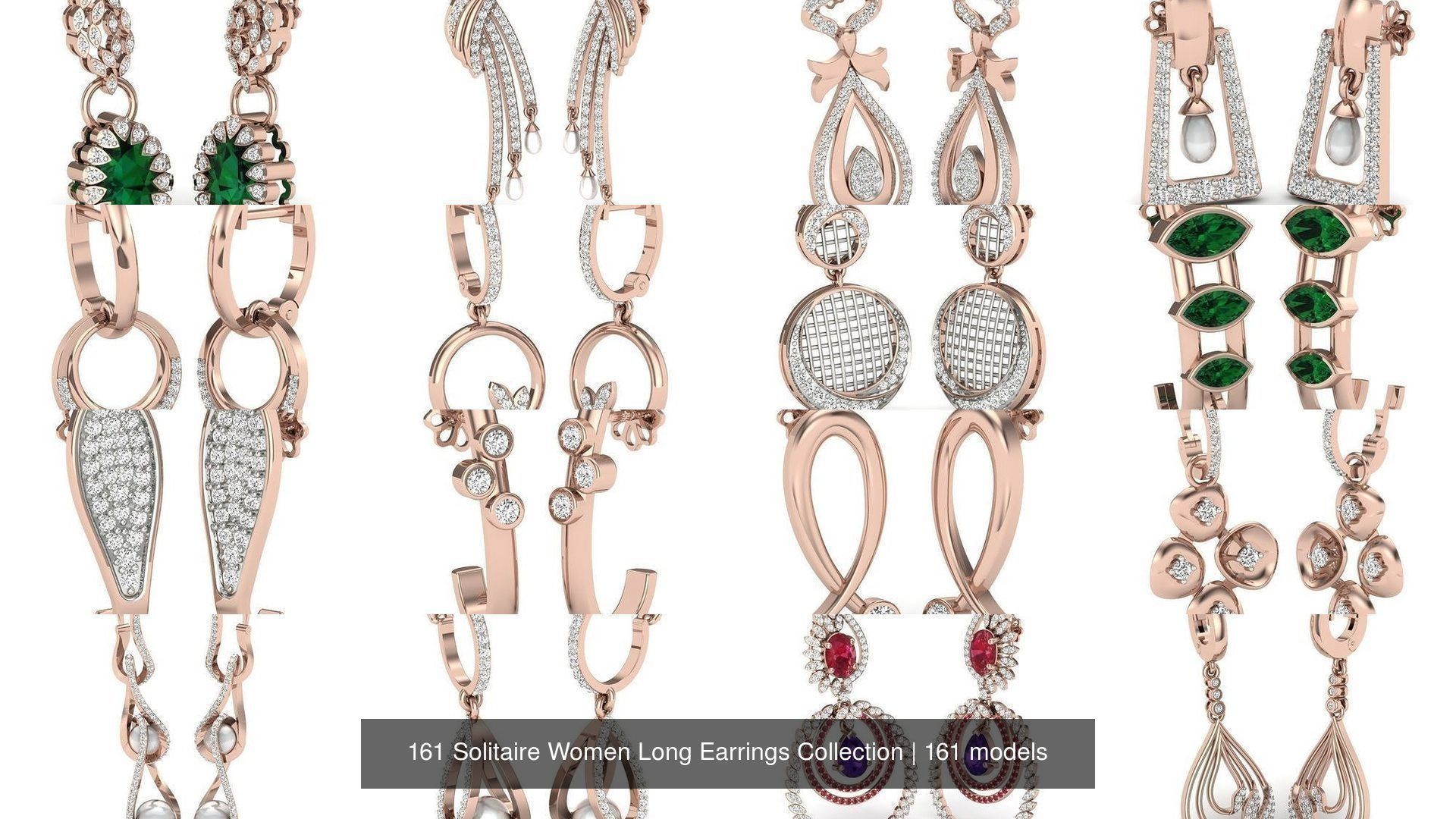 161 Solitaire Women Long Earrings Collection _5