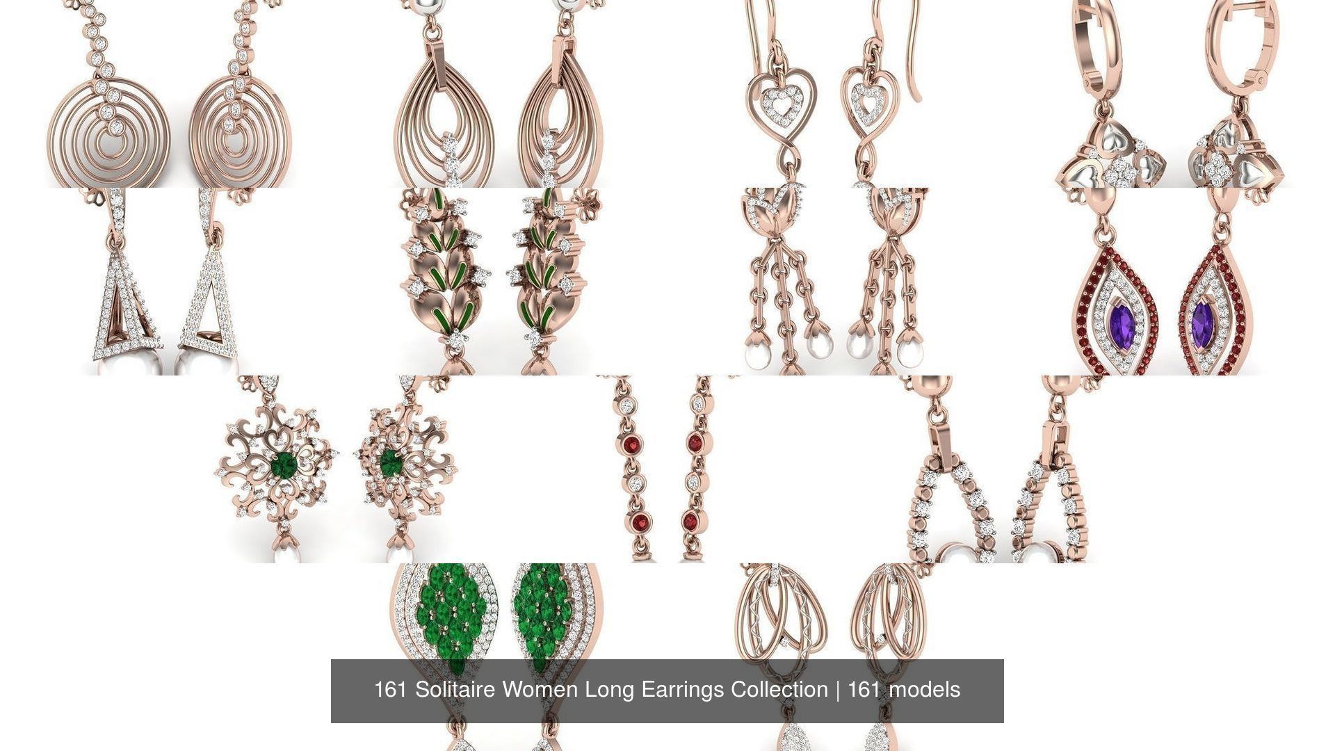 161 Solitaire Women Long Earrings Collection _6