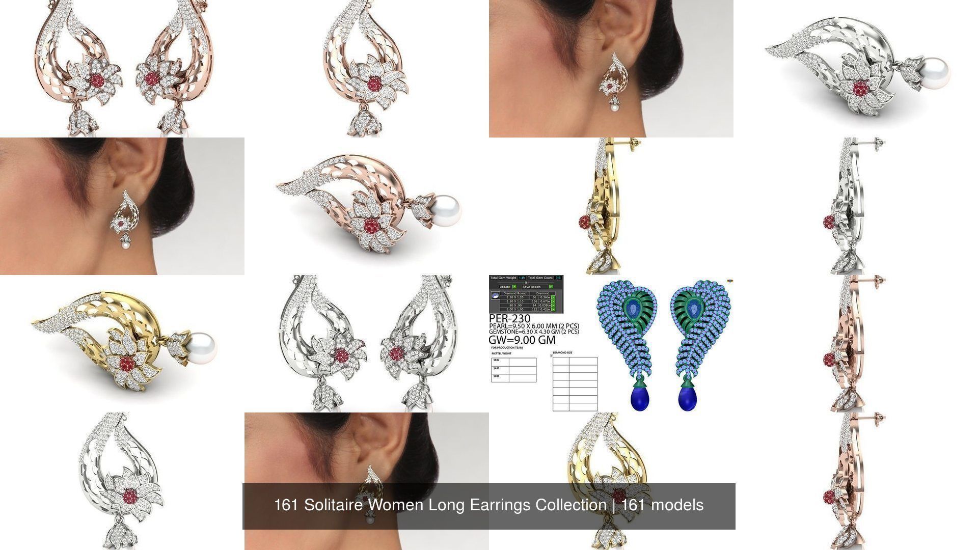 161 Solitaire Women Long Earrings Collection _29