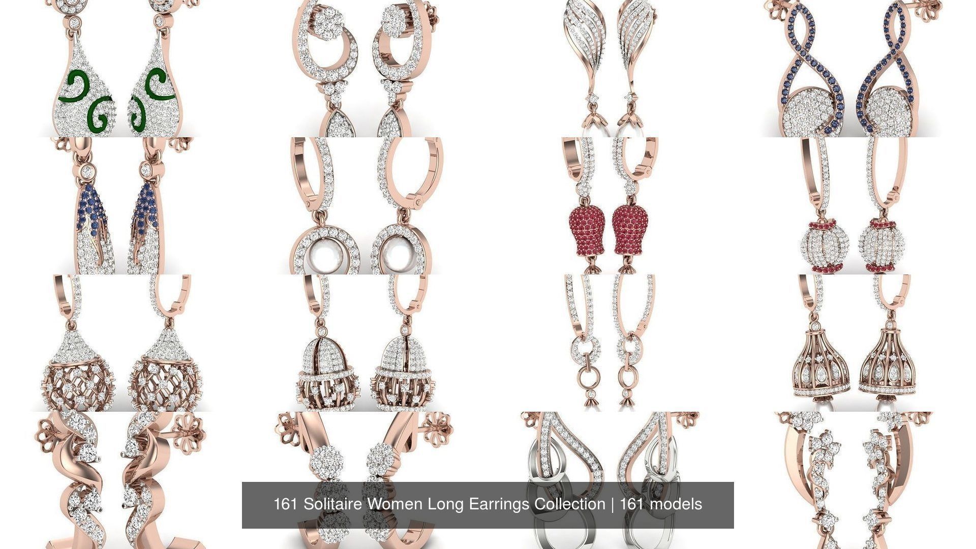 161 Solitaire Women Long Earrings Collection _8