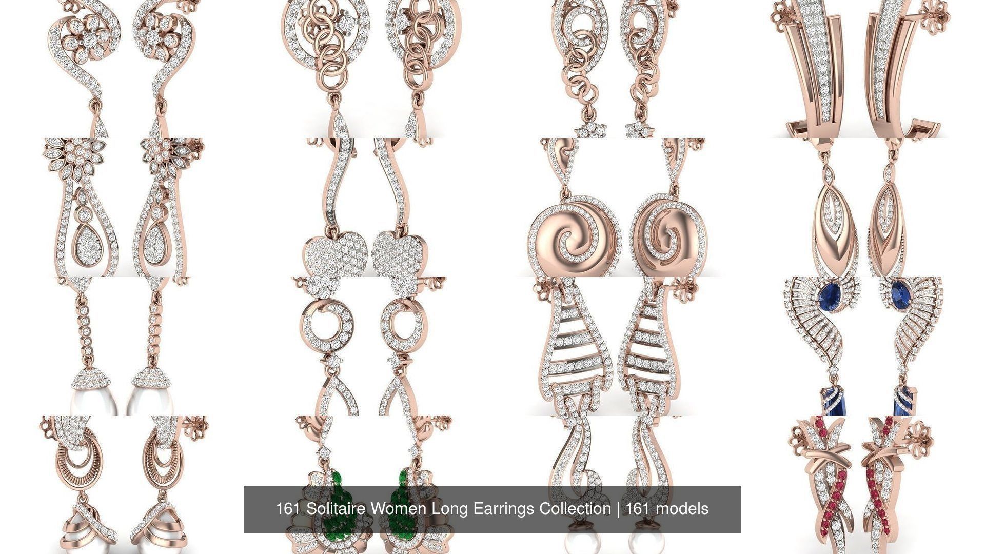 161 Solitaire Women Long Earrings Collection _11