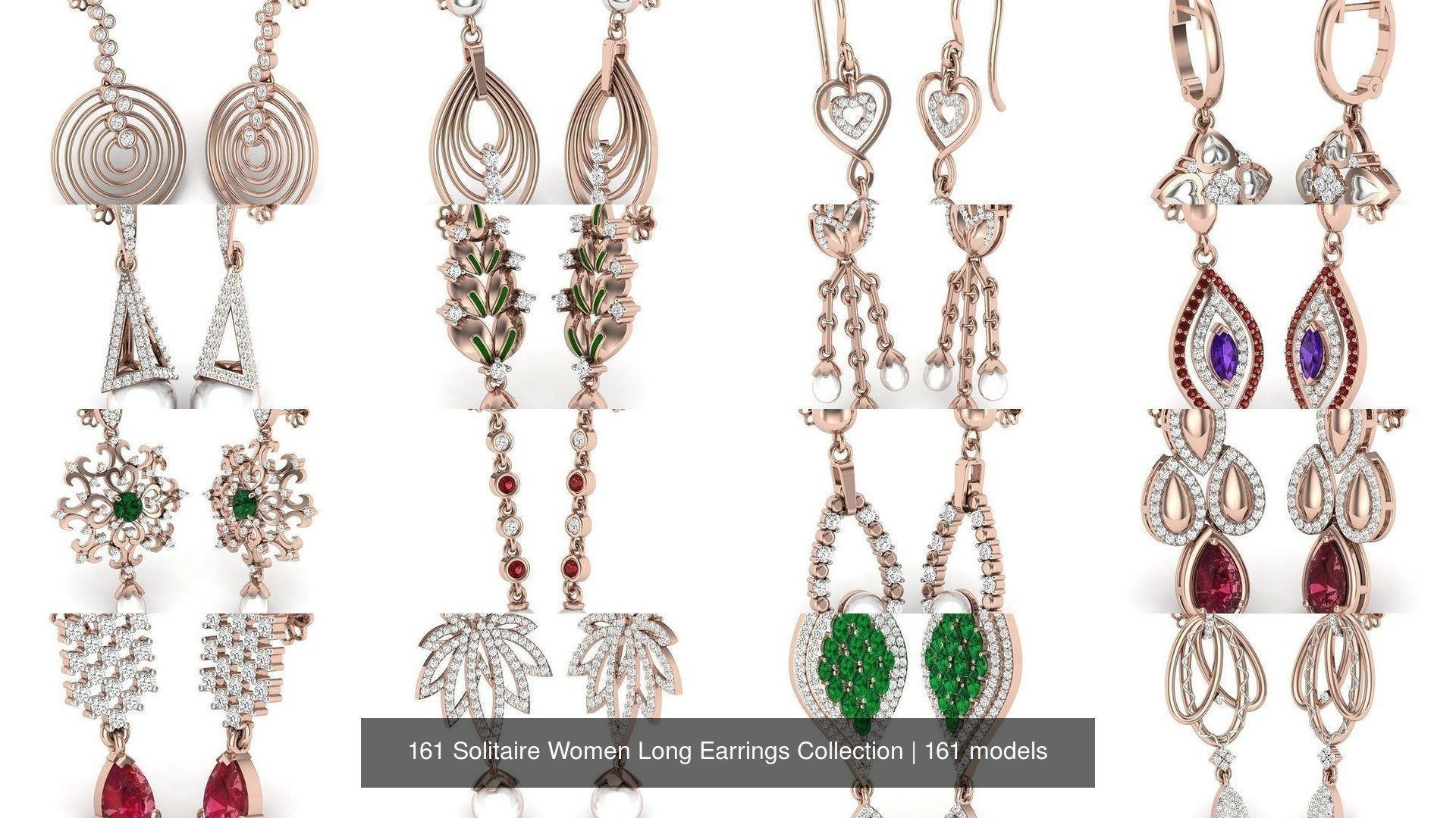 161 Solitaire Women Long Earrings Collection _10