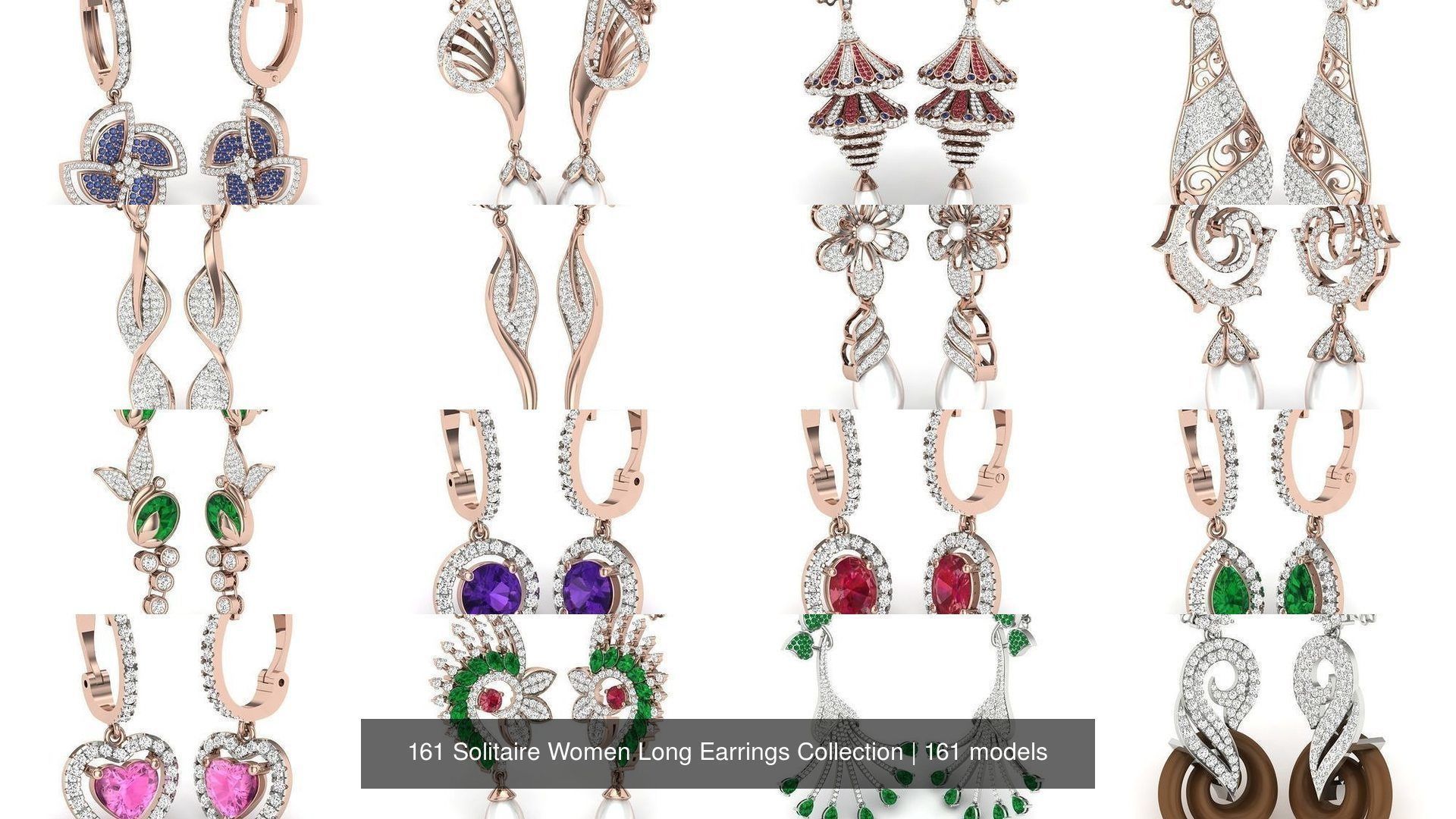 161 Solitaire Women Long Earrings Collection _31