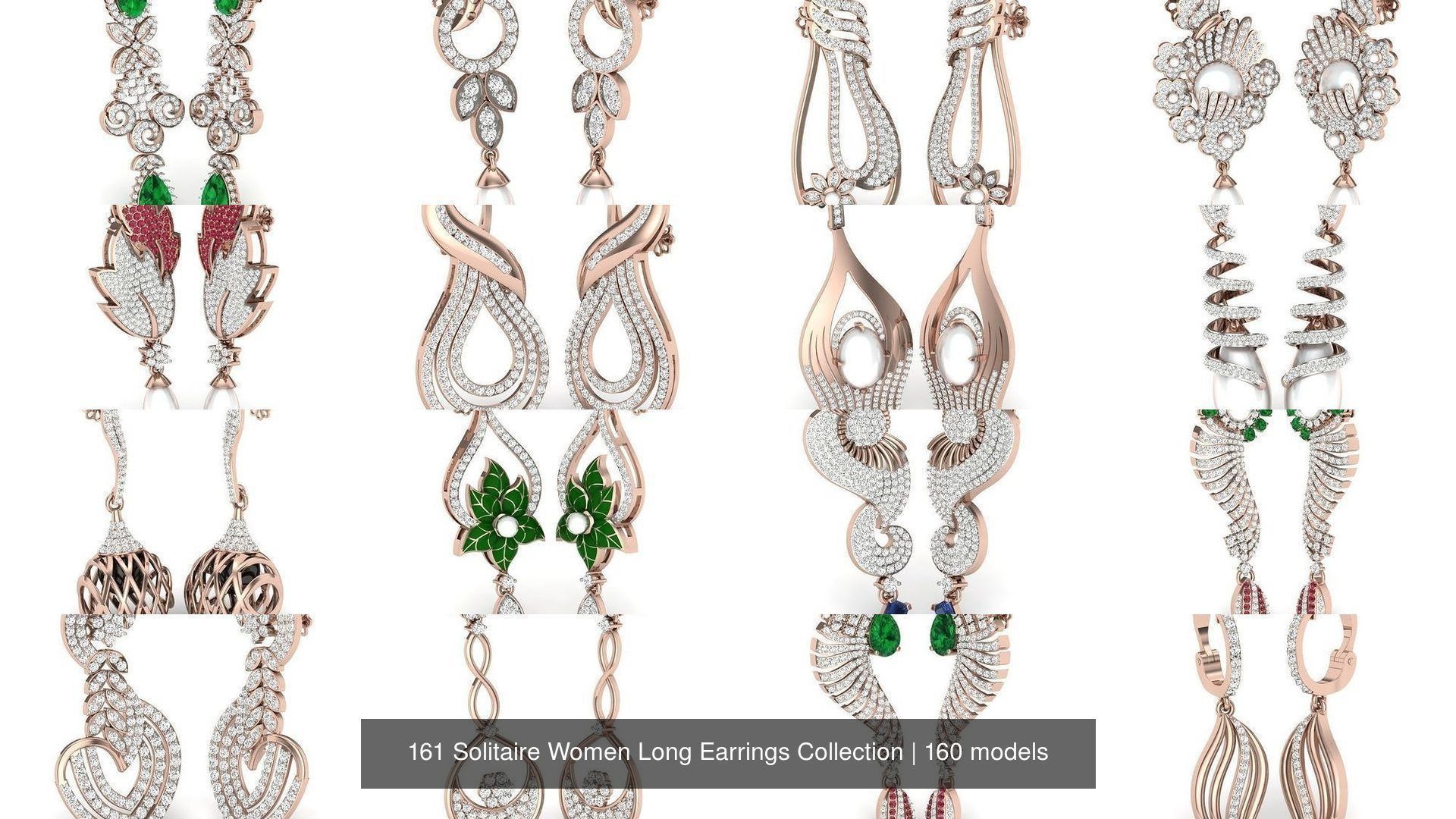 161 Solitaire Women Long Earrings Collection _15